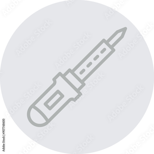 Soldering Iron Vector Line Grey Circle Grey