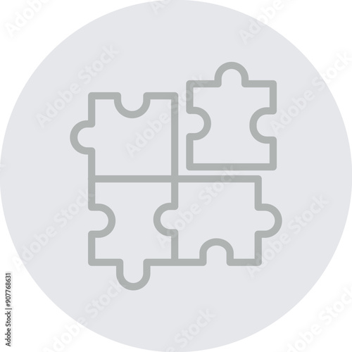 Jigsaw Vector Line Grey Circle Grey