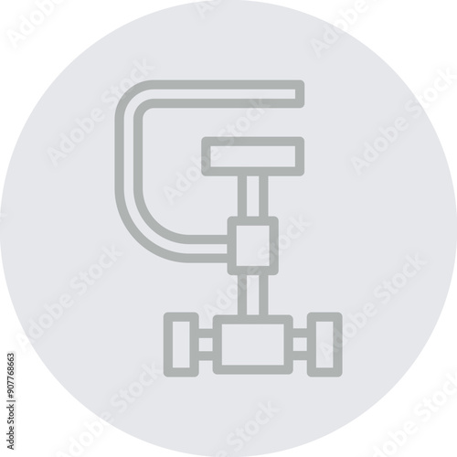 Clamp Vector Line Grey Circle Grey