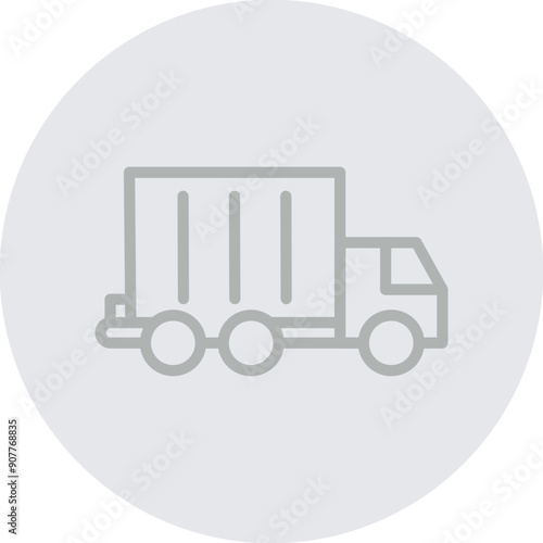 Dump Truck Vector Line Grey Circle Grey