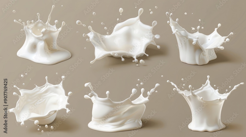 Milk or cream splash concept set, cut out Milk or cream splash concept set, cut out