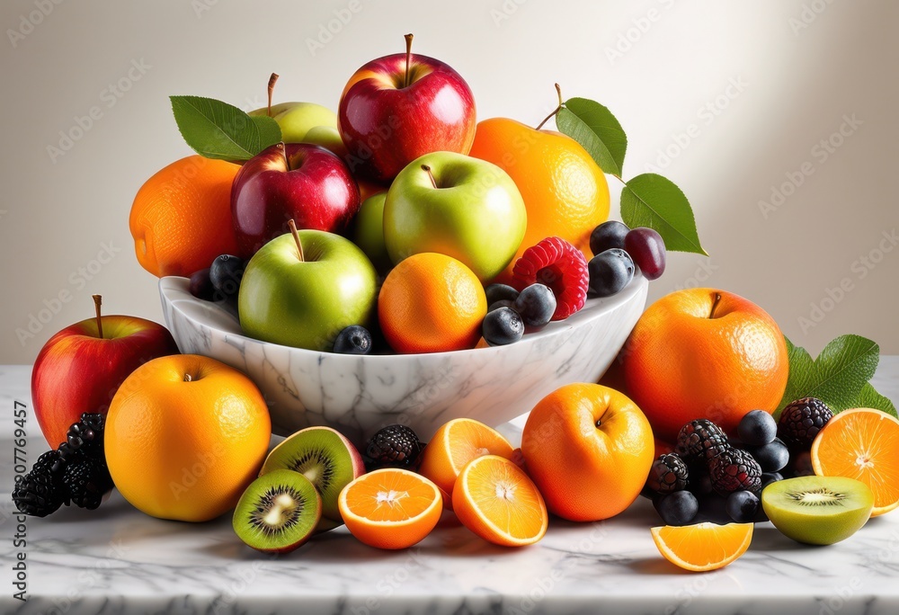 artistic display colorful seasonal fruits arranged smooth marble surface, arrangement, vibrant, fresh, healthy, citrus, berries, apples, bananas, grapes artistic display colorful seasonal fruits arranged smooth marble surface, arrangement, vibrant, fresh, healthy, citrus, berries, apples, bananas, grapes