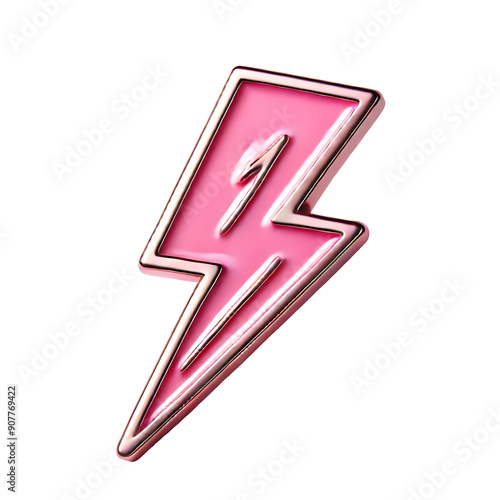A striking enamel pin featuring a pink lightning bolt. Glossy finish with bold lines and sharp details, ideal for adding a touch of electric style to any outfit.