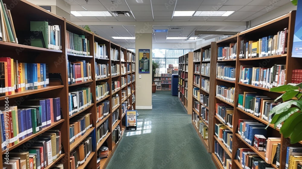 Bookshelves in a Library. Bookshelves in a Library.