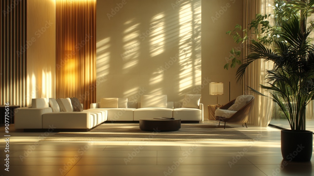 3D background of a modern room with stylish furniture and decor 3D background of a modern room with stylish furniture and decor