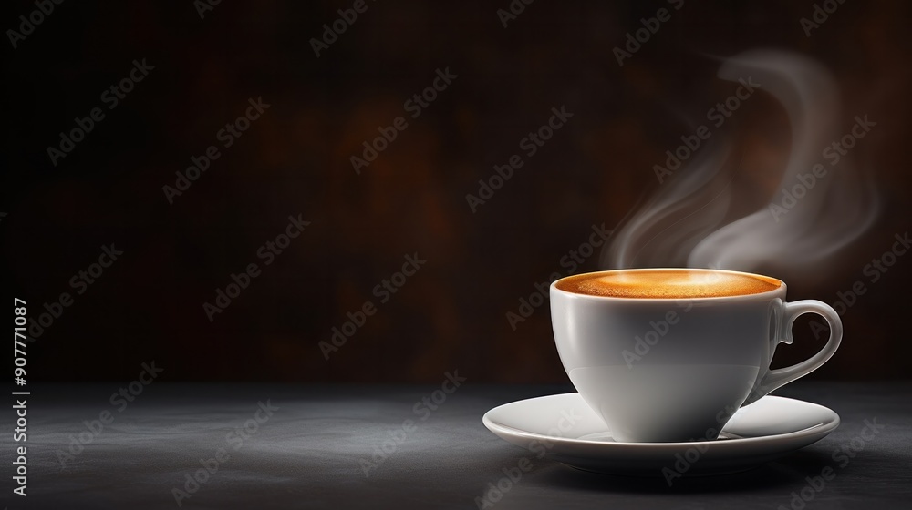 A steaming cup of freshly brewed coffee, with a thin layer of crema on top A steaming cup of freshly brewed coffee, with a thin layer of crema on top