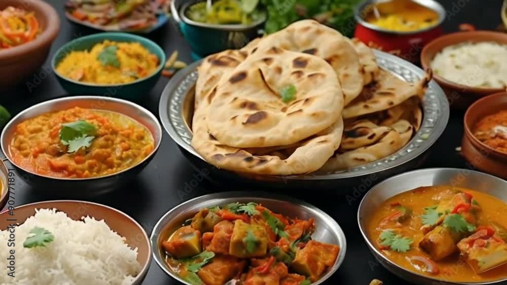 Assorted Indian recipes food various HD 4K Video Clip Assorted Indian recipes food various HD 4K Video Clip