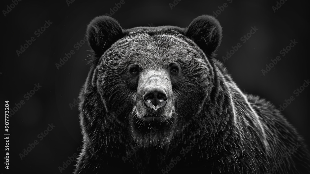 Black and White Bear Head Portrait. Generative AI Black and White Bear Head Portrait. Generative AI