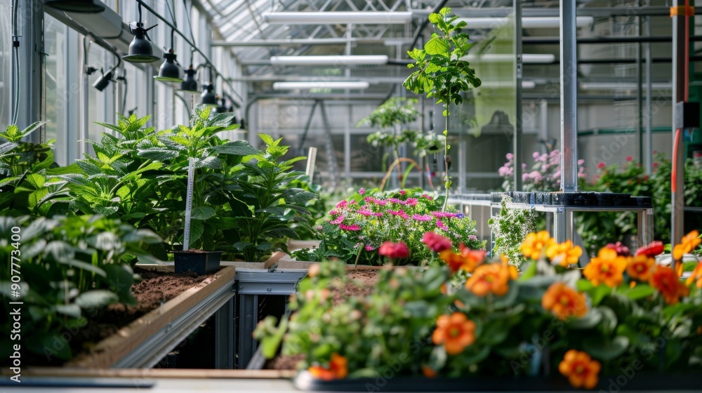 Plants in a greenhouse. Plants in a greenhouse.
