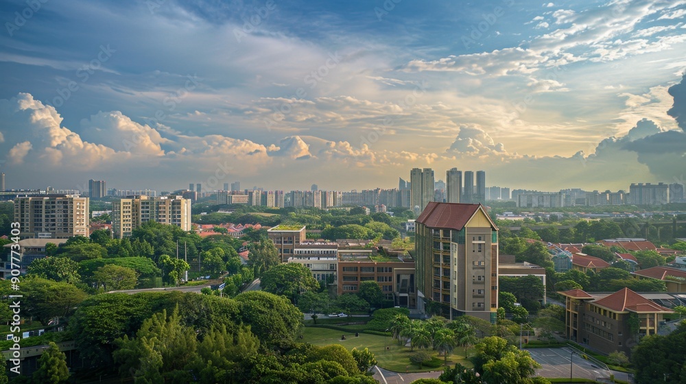 Obraz premium Singapore Skyline with Clouds.