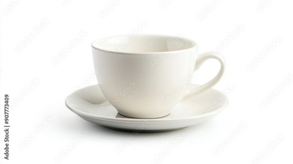 White Coffee Cup and Saucer on White Background White Coffee Cup and Saucer on White Background
