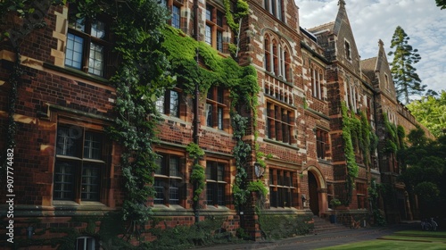 Wallpaper Mural Ivy Covered Brick Building with Windows. Torontodigital.ca