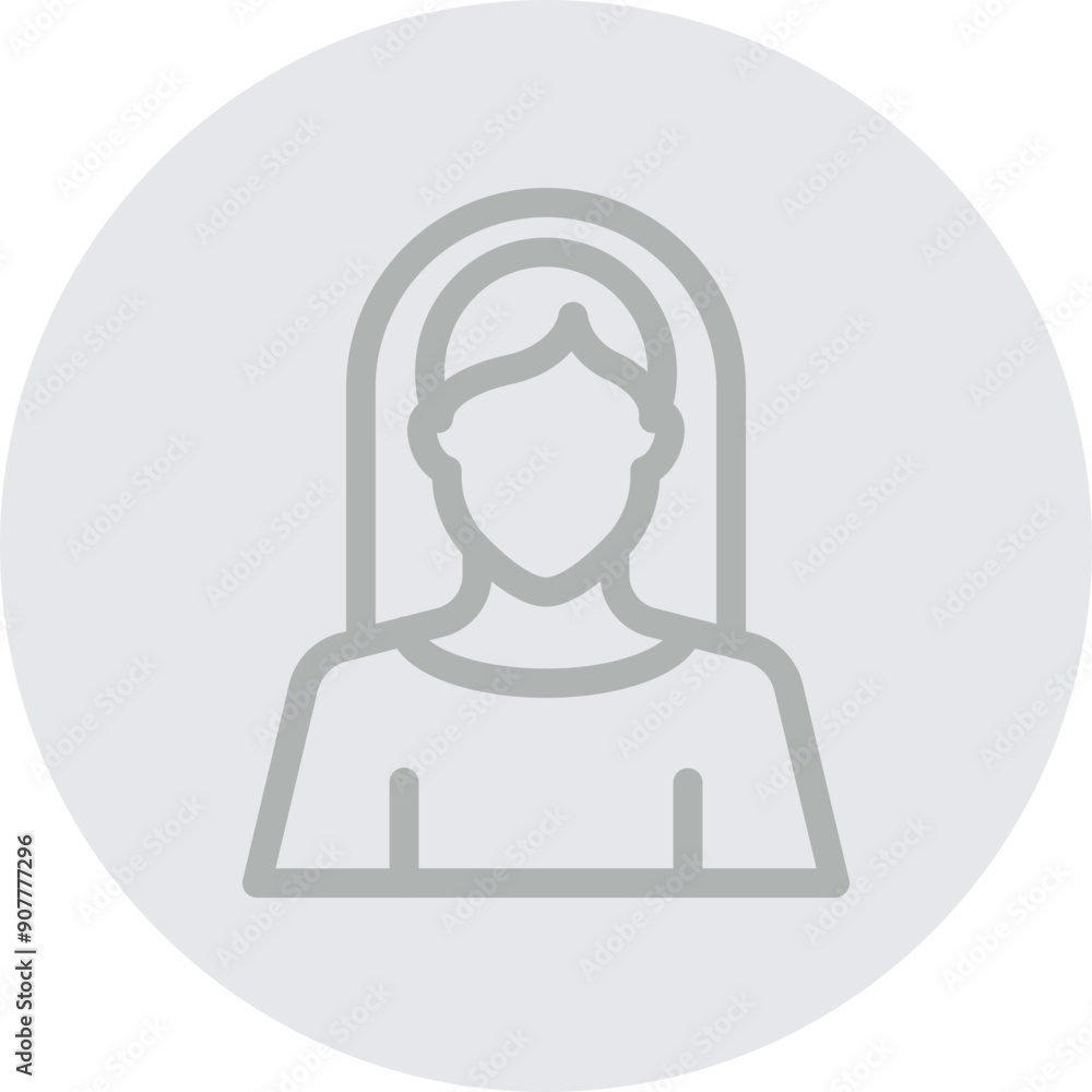 Female Avatar Vector Line Grey Circle Grey Female Avatar Vector Line Grey Circle Grey