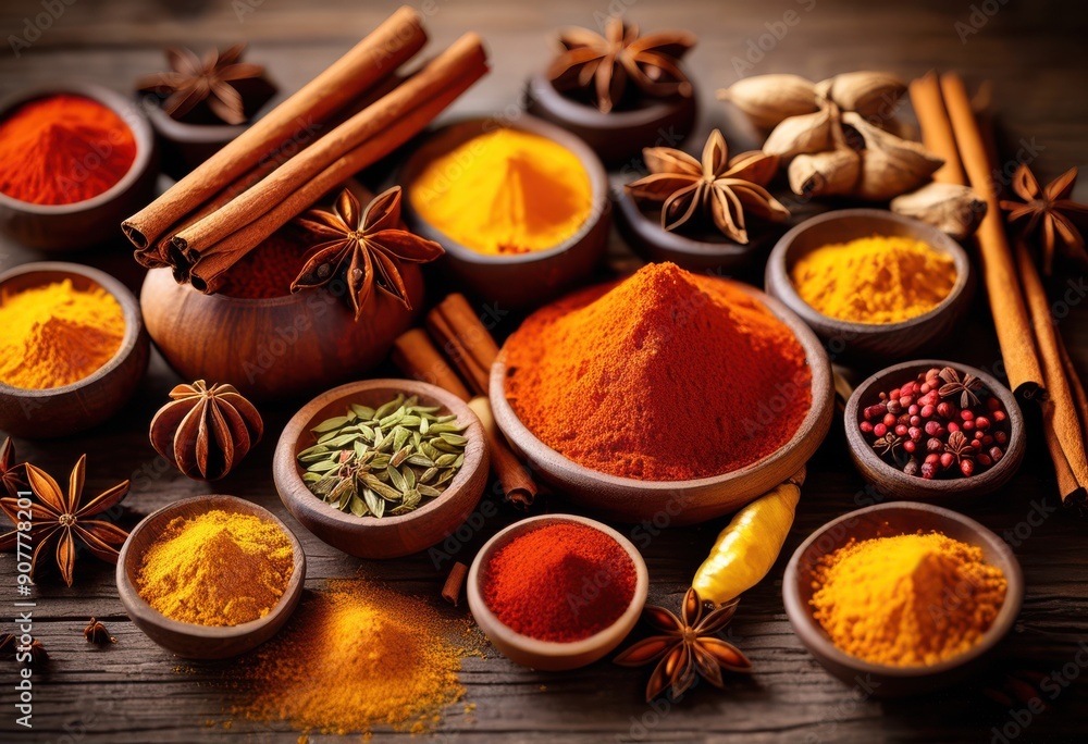 colorful fragrant spices arranged creative patterns showcasing vibrant display culinary ingredients, aroma, herb, fragrance, design, arrangement, kitchen colorful fragrant spices arranged creative patterns showcasing vibrant display culinary ingredients, aroma, herb, fragrance, design, arrangement, kitchen