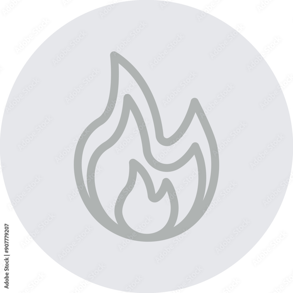 Flame Vector Line Grey Circle Grey Flame Vector Line Grey Circle Grey