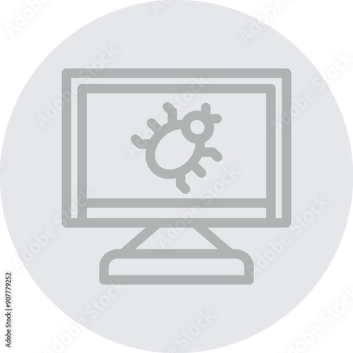 Malware Vector Line Grey Circle Grey