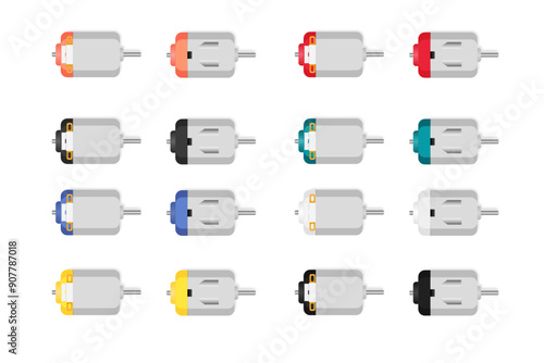 Set of colorful Small DC Motor. Connect Control toy, hobby, Robot.