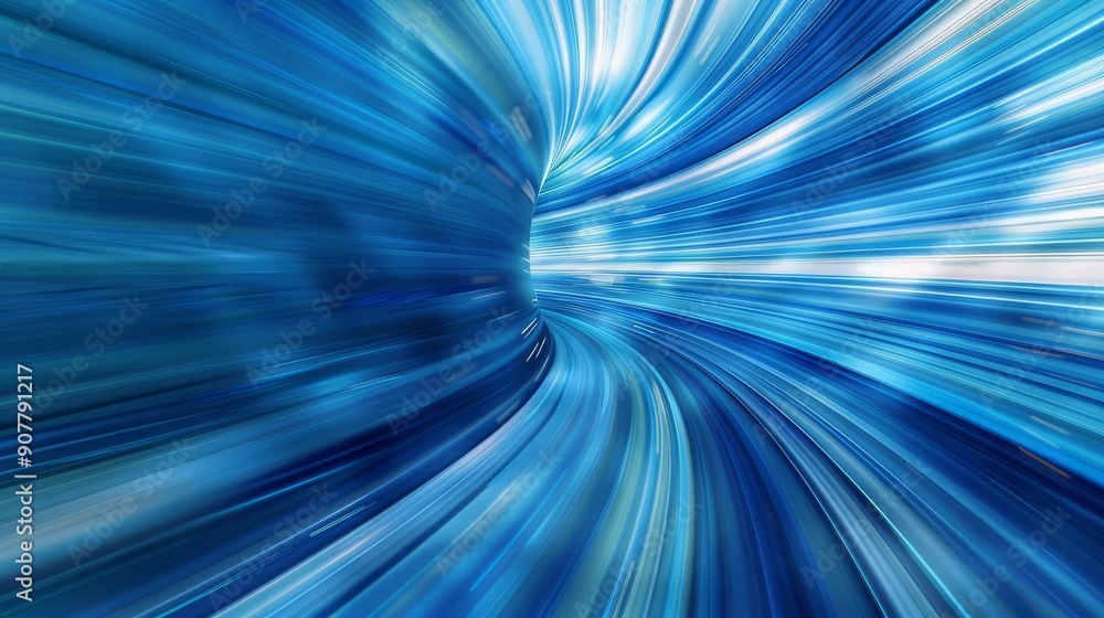 Abstract blue and white swirling tunnel with motion blur. Abstract blue and white swirling tunnel with motion blur.