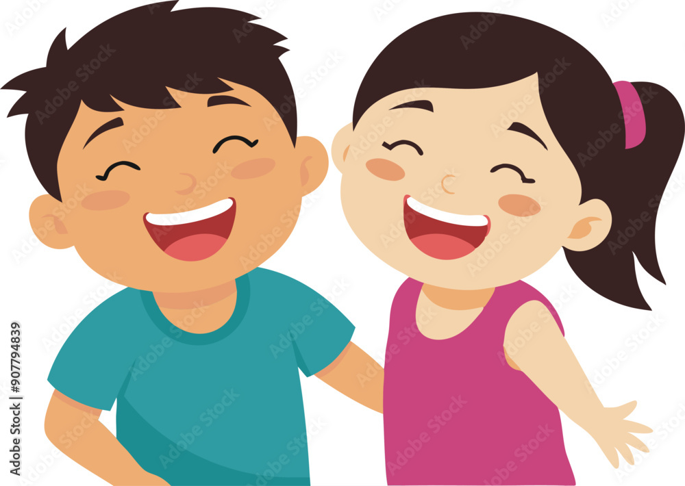 Two joyful children share a playful moment, smiling and enjoying their time together in a sunny environment. Two joyful children share a playful moment, smiling and enjoying their time together in a sunny environment.