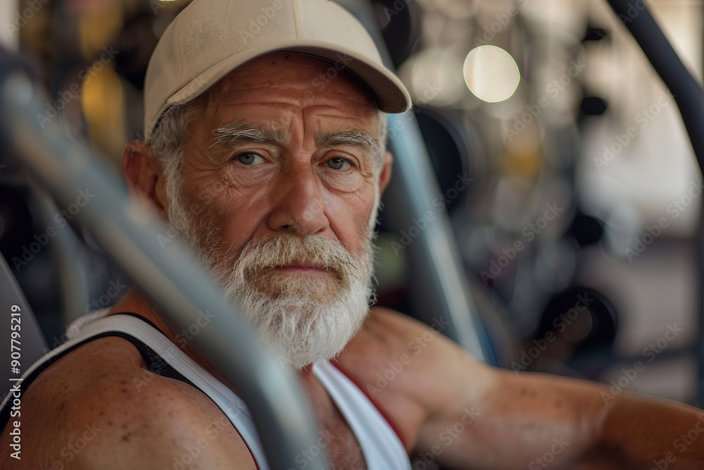 Beautiful elderly people attending gym having healthy lifestyle way of life, modern indoors sports space, Generative AI Beautiful elderly people attending gym having healthy lifestyle way of life, modern indoors sports space, Generative AI