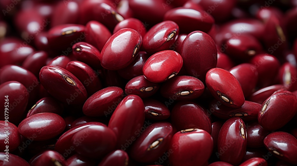 Close up of a fresh adzuki bean, macro photography, delicious textures, front view from above, studio lighting, white background. Close up of a fresh adzuki bean, macro photography, delicious textures, front view from above, studio lighting, white background.