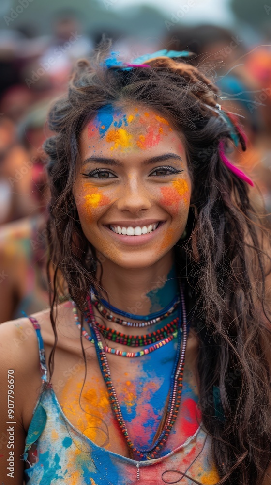 indigenous Festival, Color powder spray, Global indigenous group photo, copy space indigenous Festival, Color powder spray, Global indigenous group photo, copy space