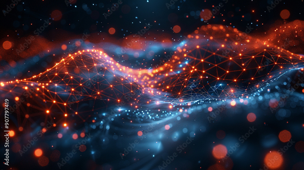 Obraz premium technology digital connected lines
