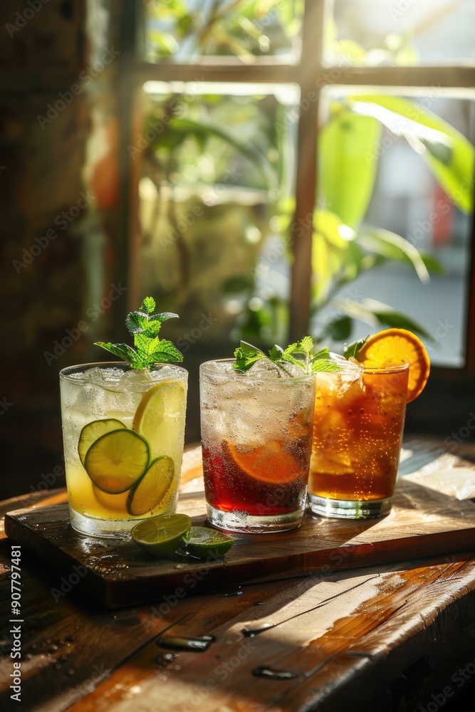 Soda drinks in glass on outdoor background. Soda drinks in glass on outdoor background.