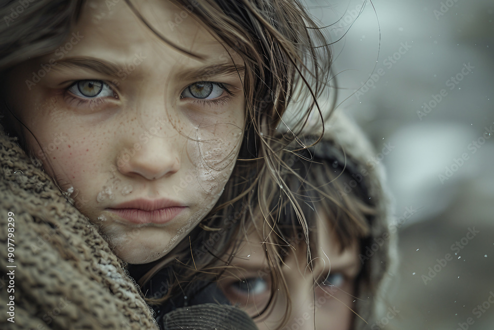 Sad crying victim child person in ruined building destruction war conflict civil crime war zone, Generative AI Sad crying victim child person in ruined building destruction war conflict civil crime war zone, Generative AI