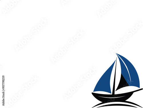 Sailboat silhouette icon, logo isolated on white background.