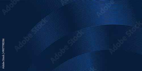 Dark blue abstract background with glowing arrow lines. Modern shiny blue geometric lines design. Technology futuristic concept. Horizontal
