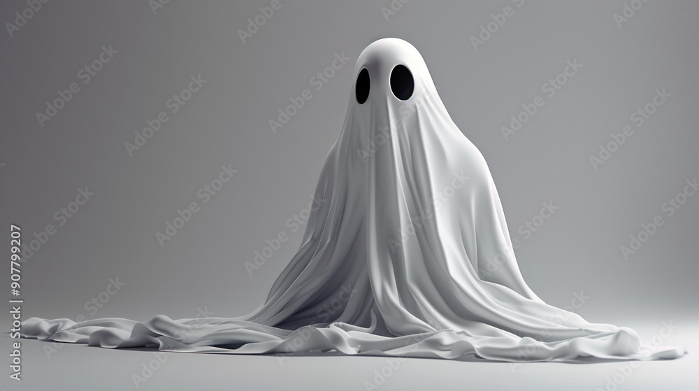 3d render of cute ghost character with cloth, isolated on grey background 3d render of cute ghost character with cloth, isolated on grey background