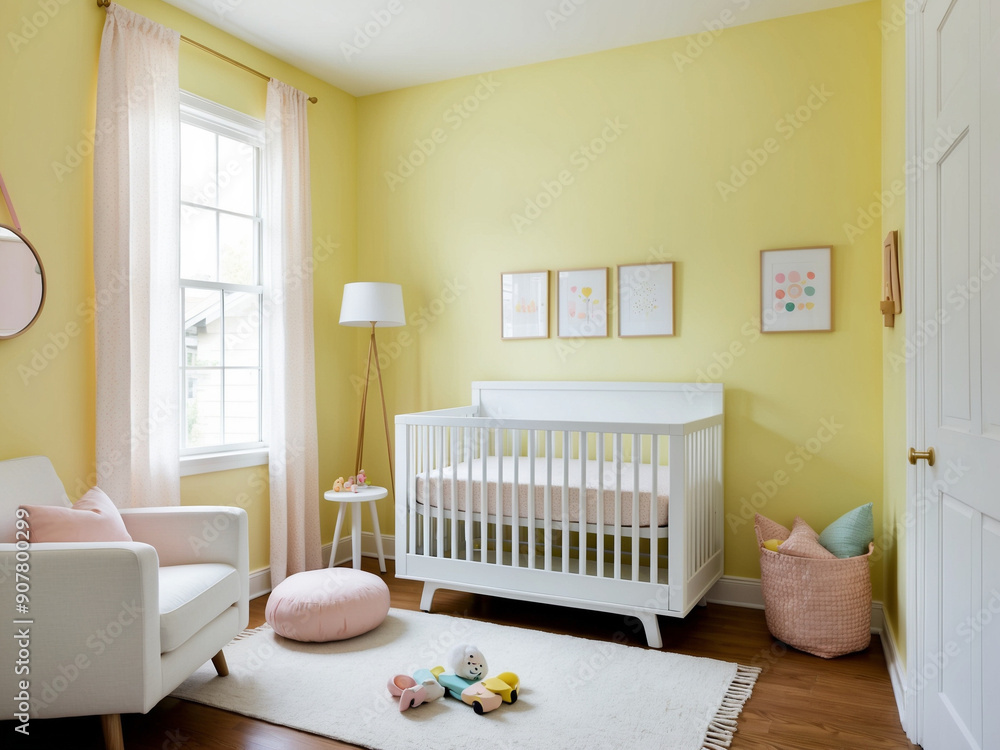 Bright and Cheerful Nursery with Pastel Yellow Walls Bright and Cheerful Nursery with Pastel Yellow Walls