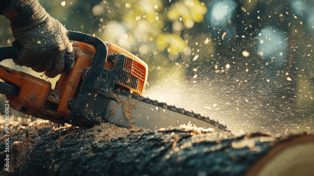 Powerful Chainsaw: Slicing Through a Massive Tree Trunk Powerful Chainsaw: Slicing Through a Massive Tree Trunk