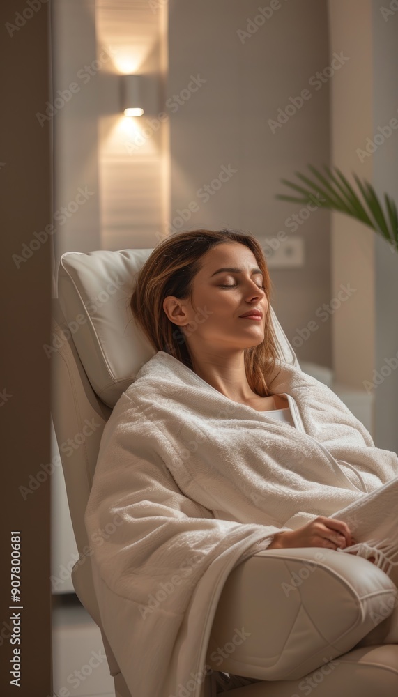 Patient Resting After Botox Injections in Cozy Recovery Room with Soft Lighting Patient Resting After Botox Injections in Cozy Recovery Room with Soft Lighting
