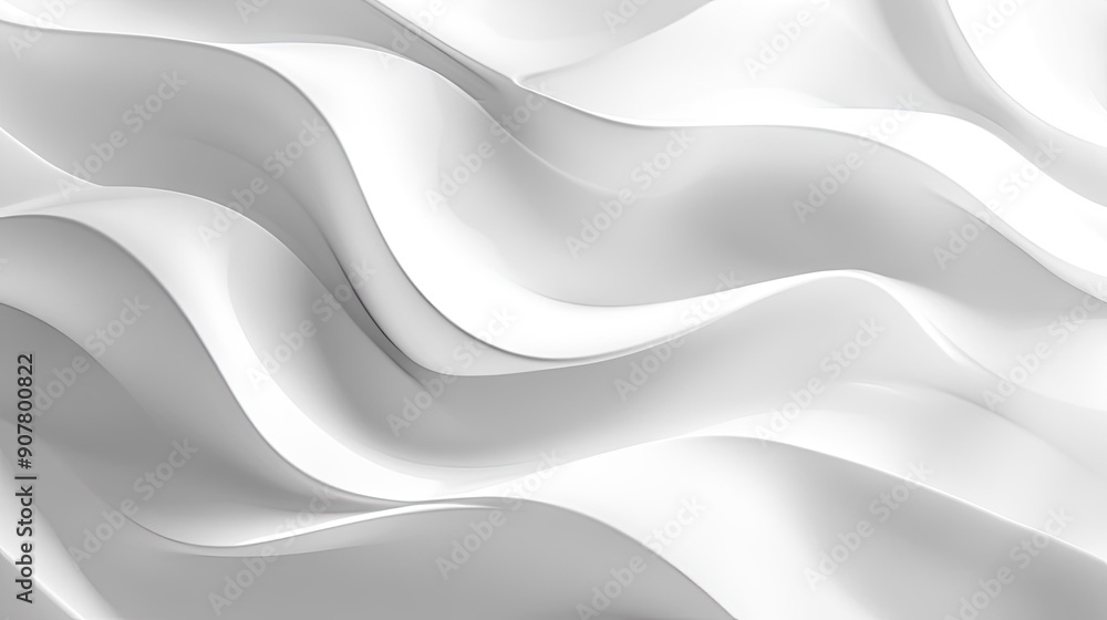 Fototapeta premium Abstract white background with subtle wave patterns and light shadows, creating a modern and stylish look.