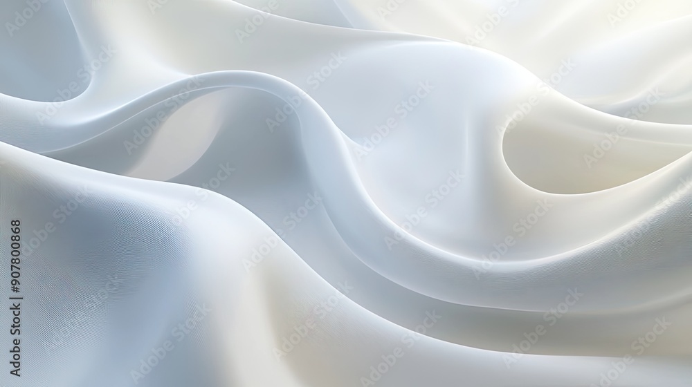 Obraz premium Clean abstract white background with flowing curves and soft gradients, suitable for corporate and professional designs.
