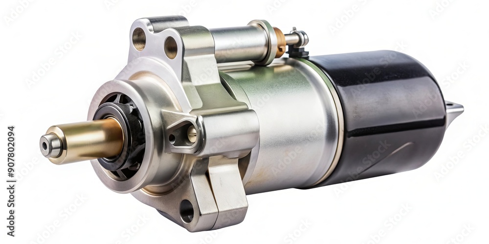 of a starter motor isolated on background, starter motor, engine part, automotive, vehicle, electricity of a starter motor isolated on background, starter motor, engine part, automotive, vehicle, electricity