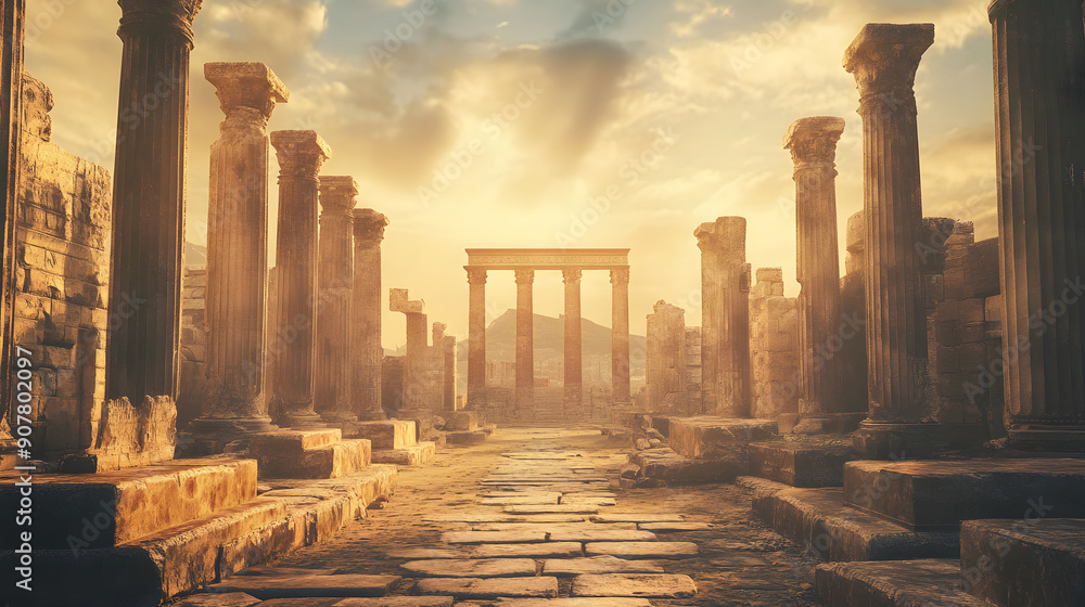 Fototapeta premium Historical Architecture Exploring Ancient Wonders delves into the remarkable structures that have shaped civilizations throughout history.From the grandeur of the Pyramids Giza to the intricate beauty