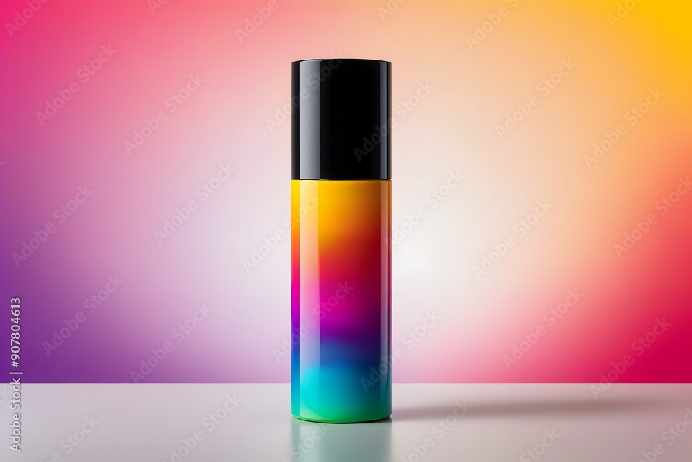 Rainbow Gradient Bottle on Colorful Background. Rainbow Gradient Bottle on Colorful Background.