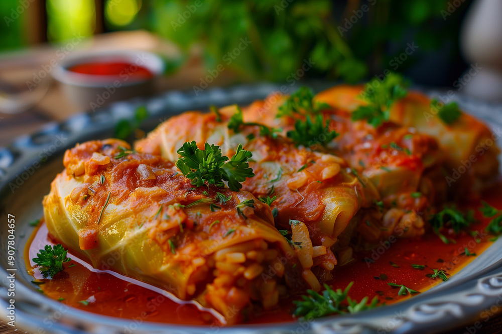 Stuffed cabbage leaves. Cabbage wraps. Chou farci, dolma, sarma, golubtsy or golabki with minced meat and rice. Stuffed cabbage leaves. Cabbage wraps. Chou farci, dolma, sarma, golubtsy or golabki with minced meat and rice.