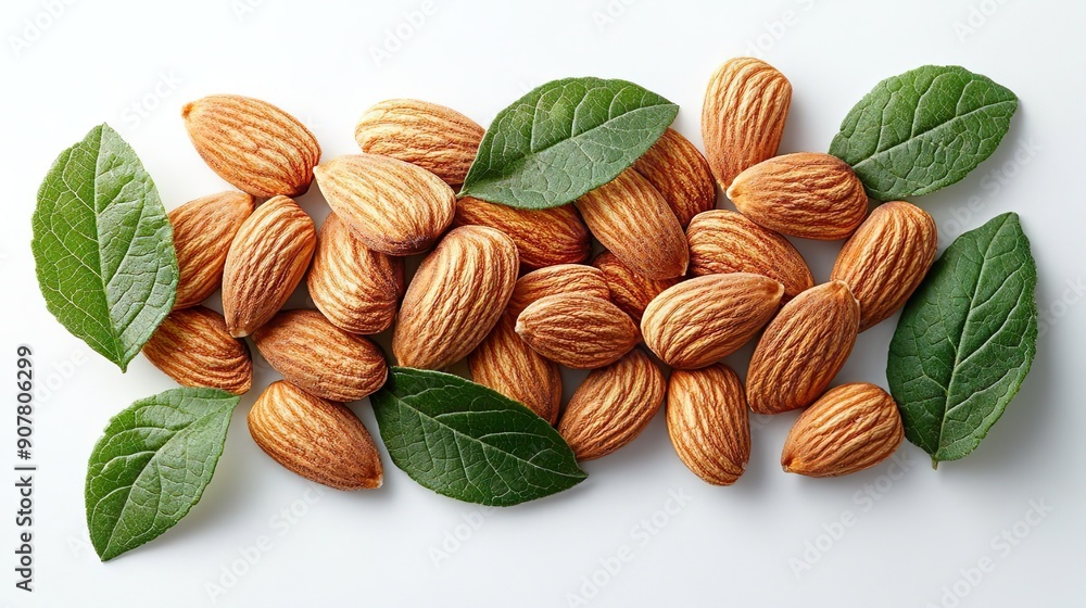Raw Natural Organic Almonds Nuts Scattered Isolated on White Background Top View Healthy Food for Life Natural Light Raw Natural Organic Almonds Nuts Scattered Isolated on White Background Top View Healthy Food for Life Natural Light