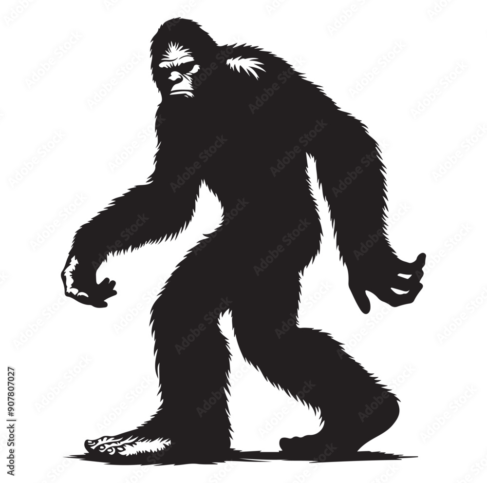 Fototapeta premium Bigfoot silhouette vector art.