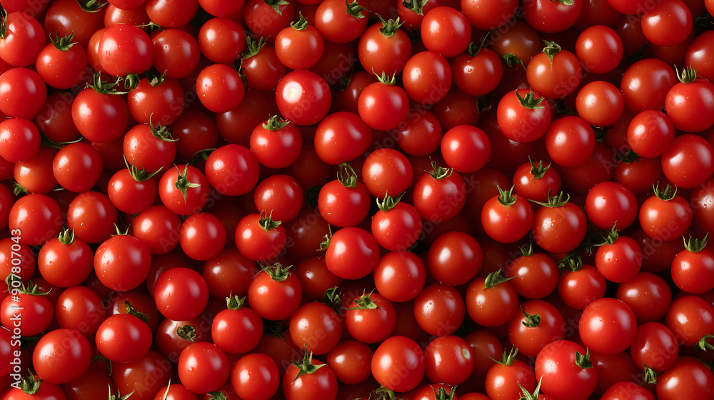 Organic cherry tomato close-up, vegetable background, top view Organic cherry tomato close-up, vegetable background, top view