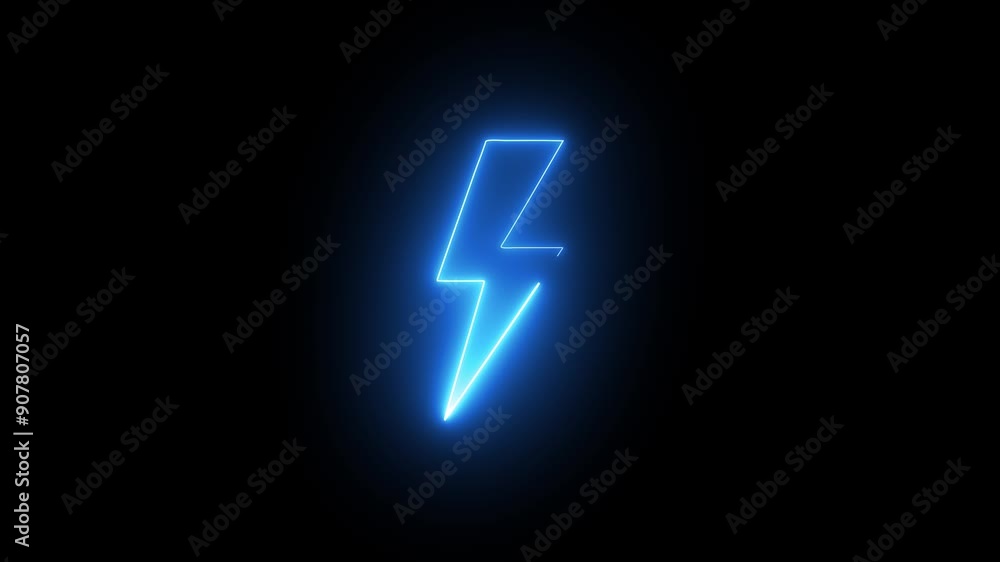 Glowing neon line Lightning bolt icon isolated on black background ...