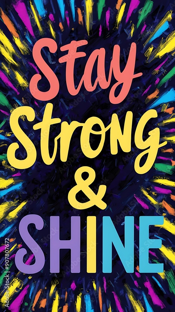 Stay Strong & Shine colorful background and text (T-shirt Design Motivational Quote, Illustration ,Typography) Stay Strong & Shine colorful background and text (T-shirt Design Motivational Quote, Illustration ,Typography)
