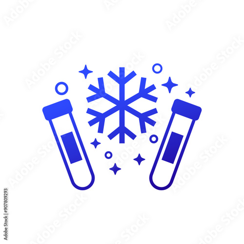 frozen lab samples, specimens icon with test tubes