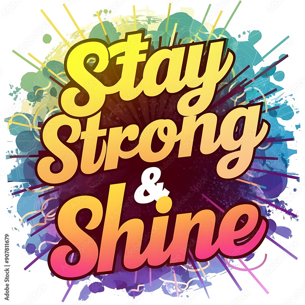 Stay Strong & Shine colorful background and text (T-shirt Design Motivational Quote, Illustration ,Typography) Stay Strong & Shine colorful background and text (T-shirt Design Motivational Quote, Illustration ,Typography)