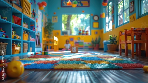 Colorful Playroom with Building Blocks