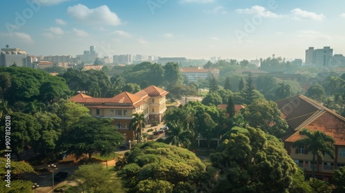 Wallpaper Mural Cityscape with lush greenery and buildings. Torontodigital.ca